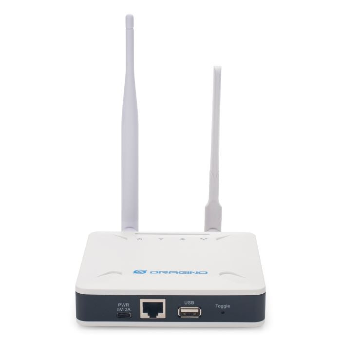 White gateway with antennas on a white background