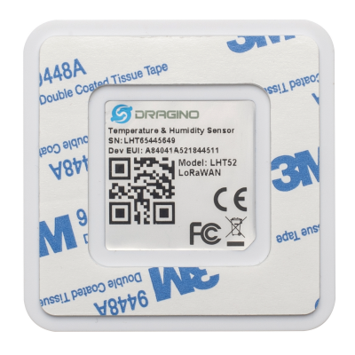 Temperature and humidity sensor with 3M tape on a white background