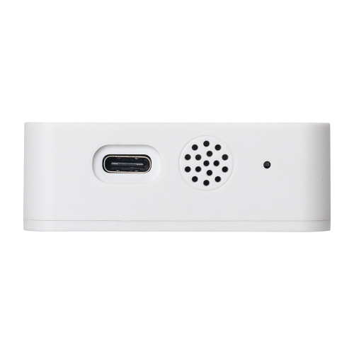 White temperature sensor with a USB-C port on a white background