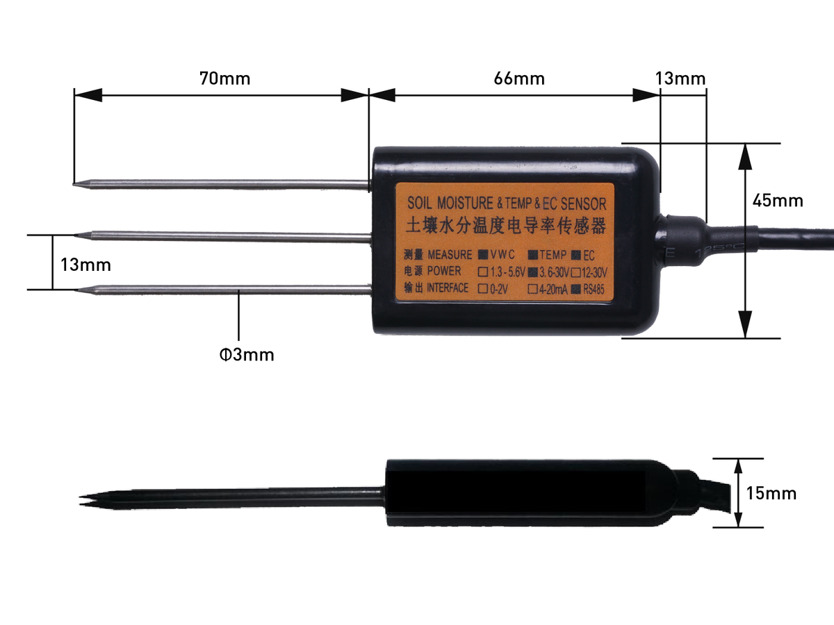 Modbus RS485 Industrial Soil Moisture & Temperature & EC Sensor